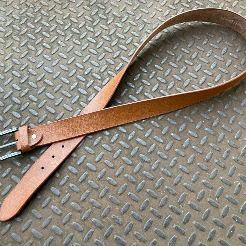Handmade waistband Brown Genuine Leather Belt Pin Buckle Size 41-42 inches